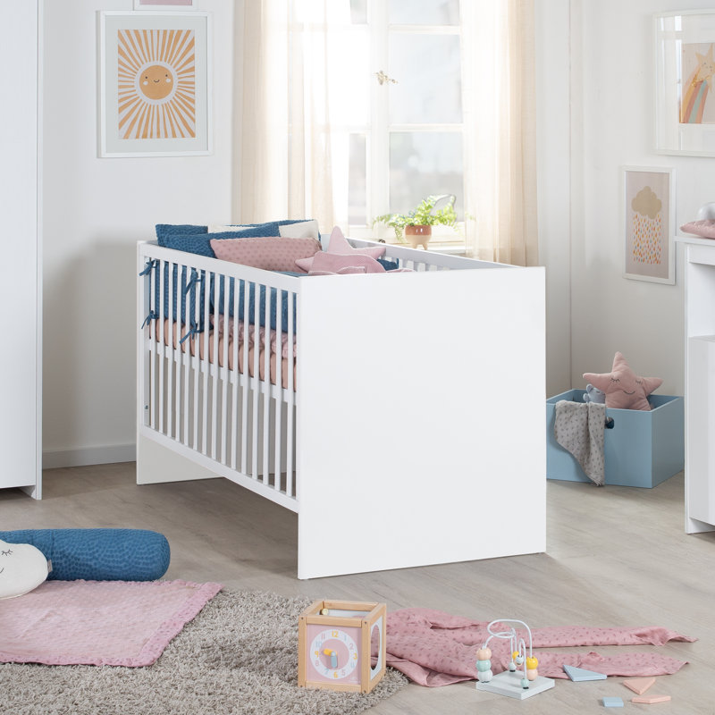 Baby Cot Bed Lea 70 x 140 cm - Heigth adjustable, White