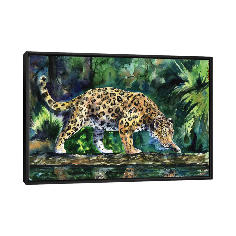 «Leopard Print» par George Dyachencko - reproduction sur toile, H 18 po x l 26 po x P 1,5 po, Toile avec cadre noir