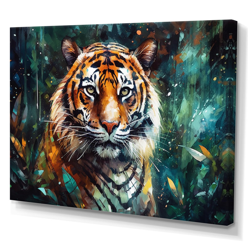 Tigre coloré dans la nature - animaux, impressions sur toile de tigre, H 24 po x l 32 po x P 1 po, Toile tendue
