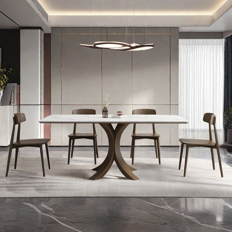Italian style simple rectangular dining table sets, 29.5"H x 63"L x 31.5"W
