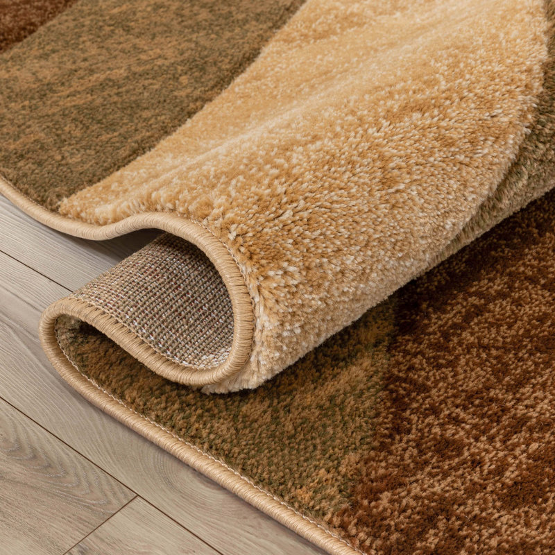 Ebern Designs Cyinthia Cecilia Modern Striped Multi Hand-Carved Rug, Rectangle 7'10" x 9'10"