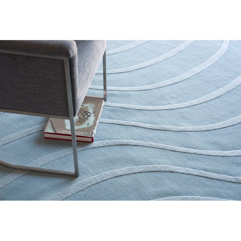 Tempo Wool Geometric Area Rug in Light Blue, Rectangle 10' x 14'