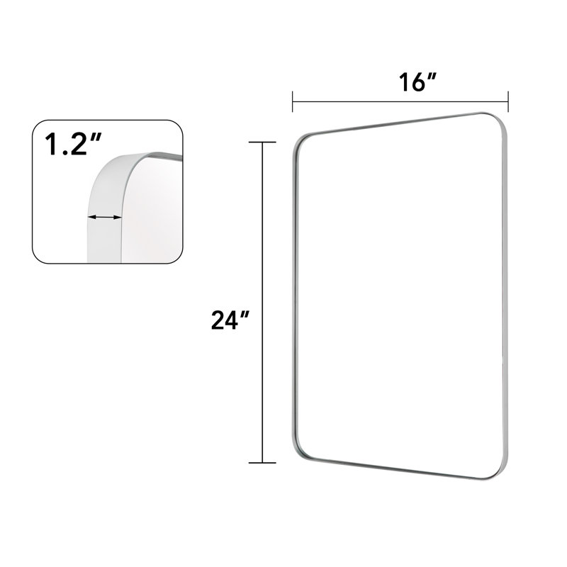 Eitzen Rectangle Wall Mirror High-Strength Tempered Glass and  Stainless Steels Framed Wall Mirror Accent Mirror, 24" x 16"