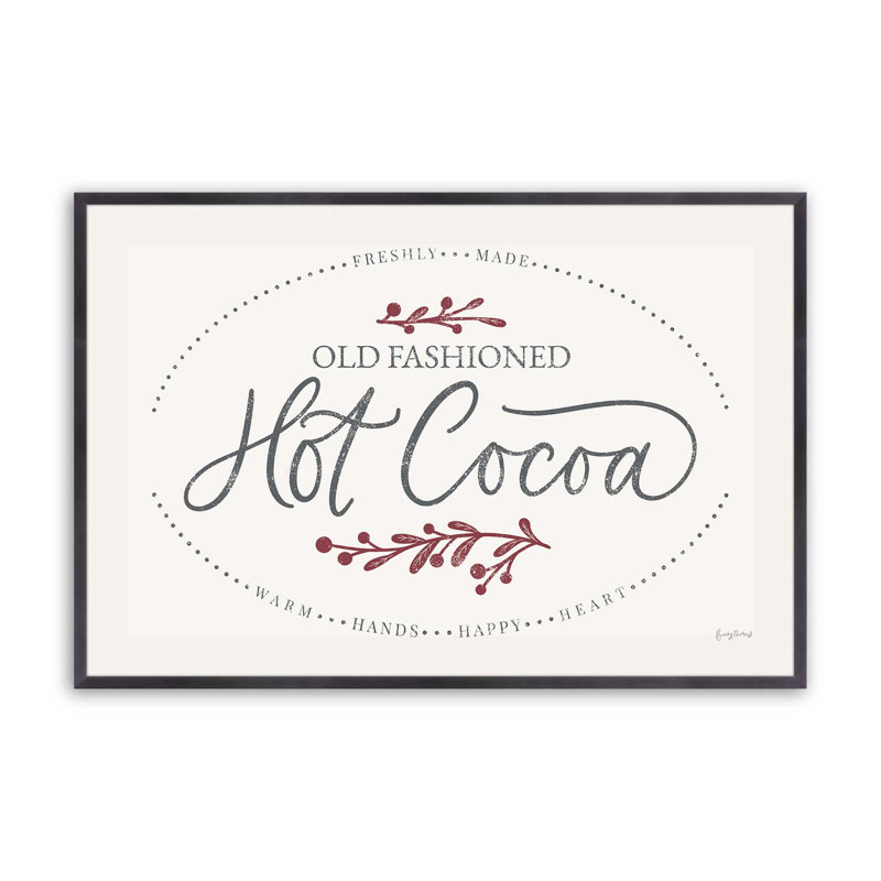 Impression de signe «Hot Cocoa», H 12,25 po x l 15,25 po x P 1,25 po, Cadre simple en zinc patiné