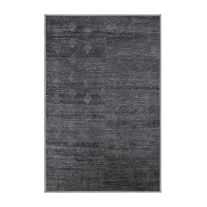 Tapis noir à motif géométrique Iqlaas, Rectangle 3 pi x 5 pi