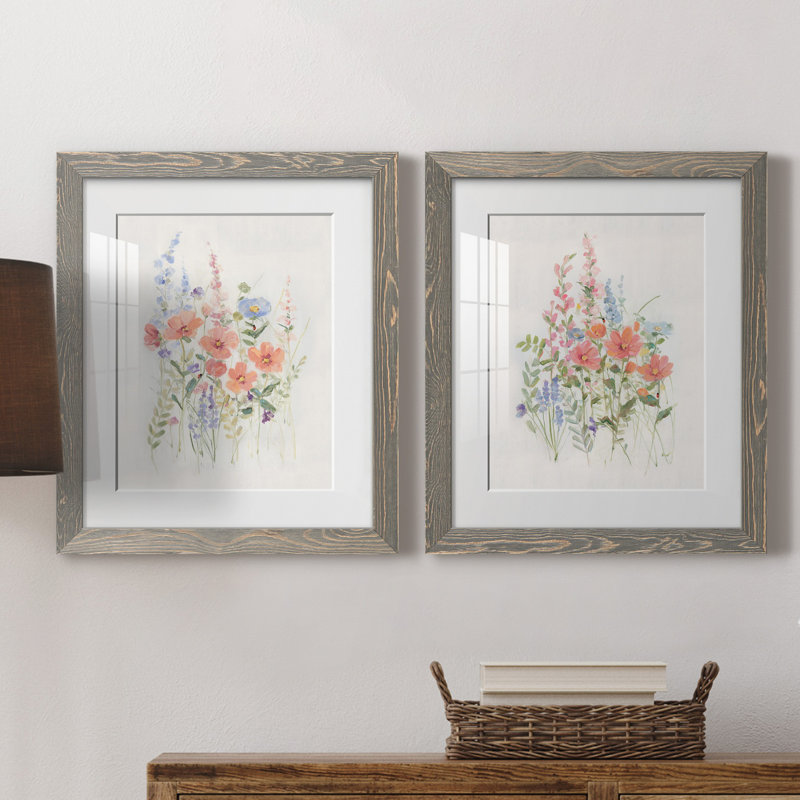«Sweet Summer Picks I», ensemble de 2 reproductions d'art, H 24 po x l 36 po x P 1,5 po, Cadre en papier gris, Blanc