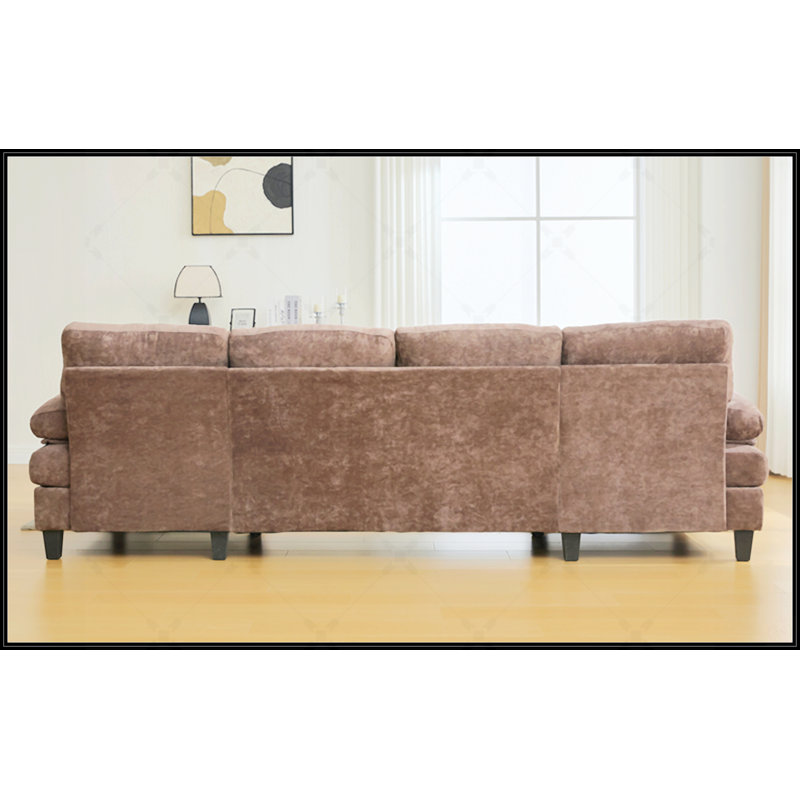 Canapé modulaire en U avec méridiennes doubles, poches de rangement et coussins d'accoudoirs pour un confort de salon spacieux