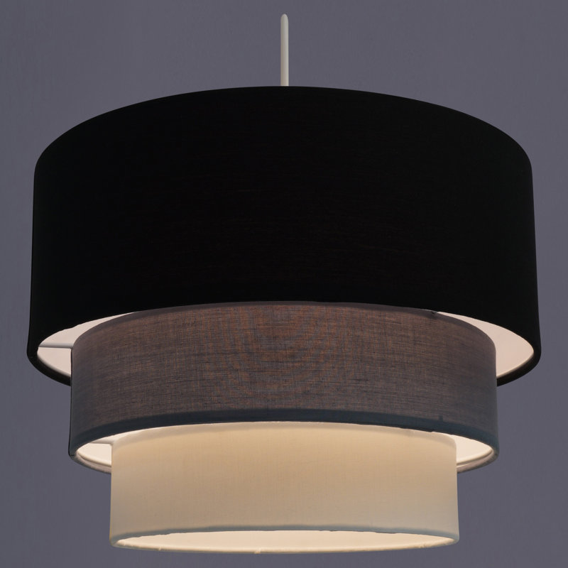 23 cm H Drum Cotton Pendant Shade ( Uno ) in Black