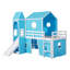 Lit mezzanine avec tente et tour Blue Slide