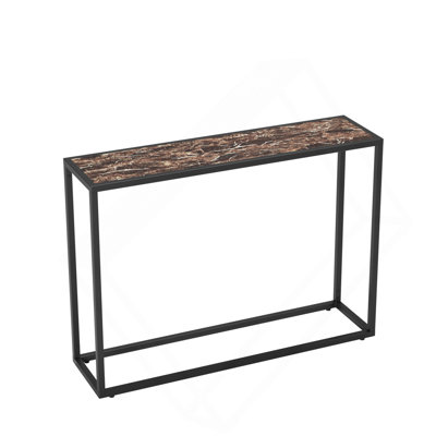 Narrow Console Table, High-End Edge Wrapped Foyer Table, Entrance, Industrial Corridor Table, Living Room, Foyer, Rural Brown And Black