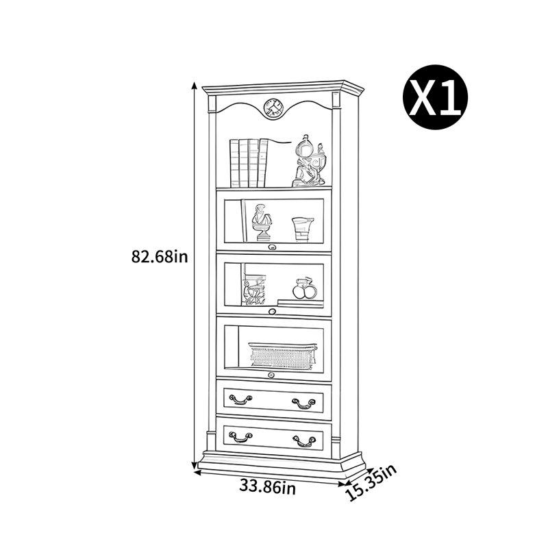 Salyer, 82.68" H x 33.86" W x 15.35" D, 1