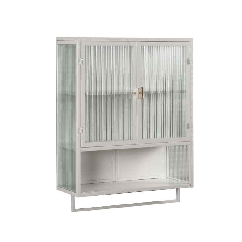 Armoire murale moderne 23,62 po à deux portes avec rangement fermé à deux niveaux