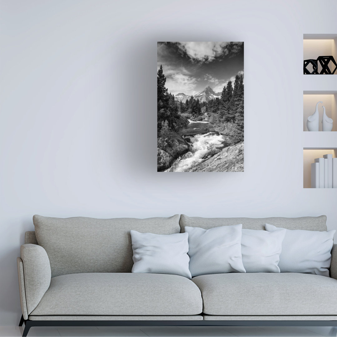 'Glacial Creek Monochrome' Photographic Print on Wrapped Canvas East Urban Home 