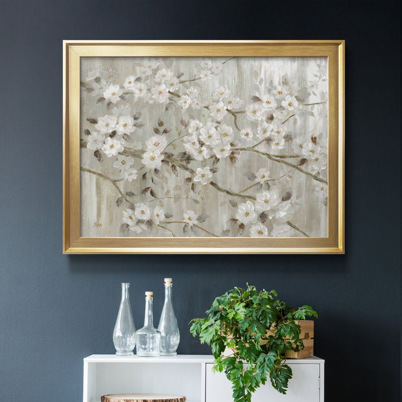 «Neutral Spring» - peinture encadrée, Gold Framed Canvas, H 26,5 po x l 36,5 po x P 1,5 po