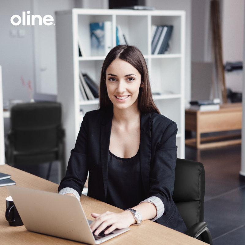 Oline Black Leather Guest Chairs with Metal Frame, 4 Pack