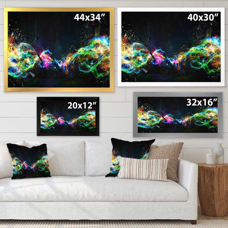Sentiers aux couleurs vives et brillantes - œuvre d'art moderne sur toile, H 8 po x l 12 po, Cadre noir
