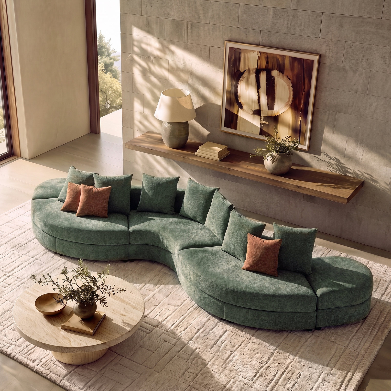 Upholstered Sectional, Forest Polyester