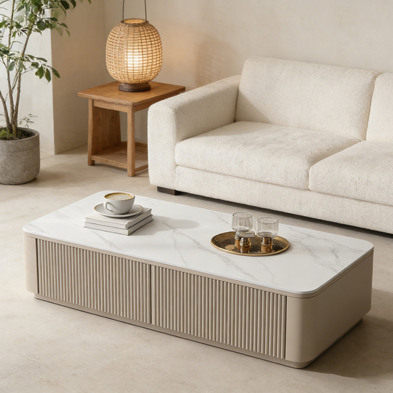 Table basse avec tiroir Luxury Rock, 14.96" H x 51.18" L x 27.55" W