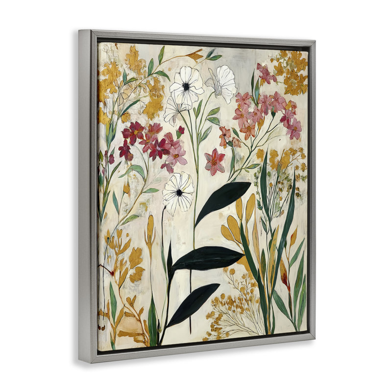 Cadre flottant rétro Playful Botanicals, design par Annabelle Hall, Cadre flottant gris lustré, H 21 po x l 17 po