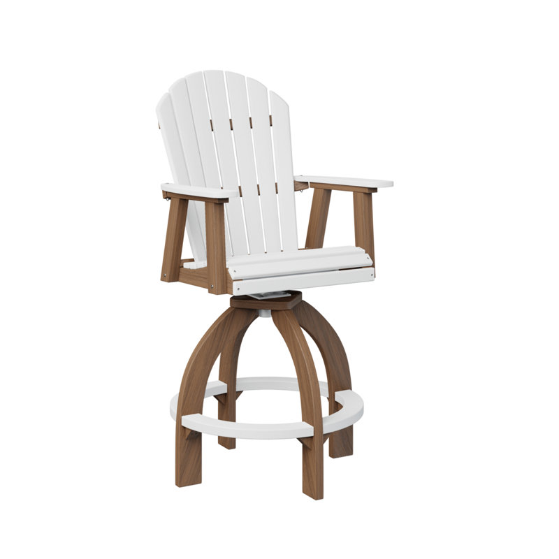 Très grand fauteuil pivotant 30 po Berlin, Blanc, Acajou antique