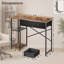 Bureau d'écriture 36 pouces avec tiroirs et tablettes de rangement, unité compacte pour petits espaces ou dortoirs, brun rustique