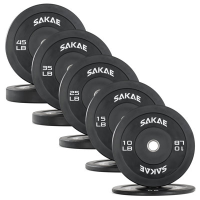 260LB Set Olympic Rubber Bumper Plates, 2-Inch Weight Plates Set with Steel Hub, Ideal for Weightlifting, CrossFit Equipment, Strength Training & Home Gym Workout