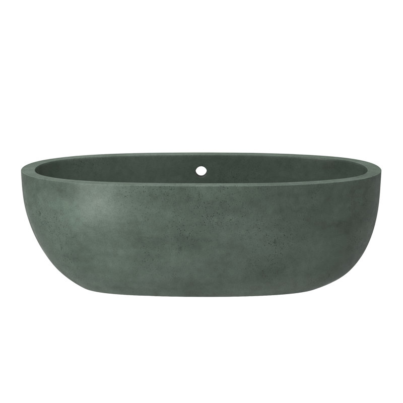 Avalon NativeStone Freestanding Soaking Cement Bathtub, Forest, 22" H x 36" W x 66" L