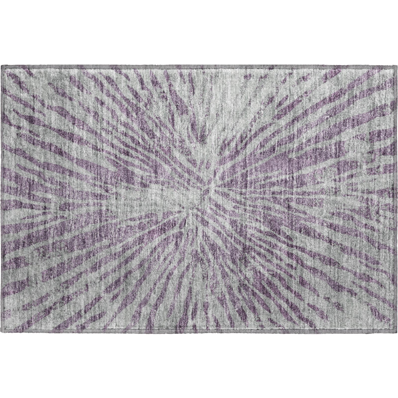 Premium Machine Washable Prisco Purple Rug, Rectangle 1'8" x 2'6"
