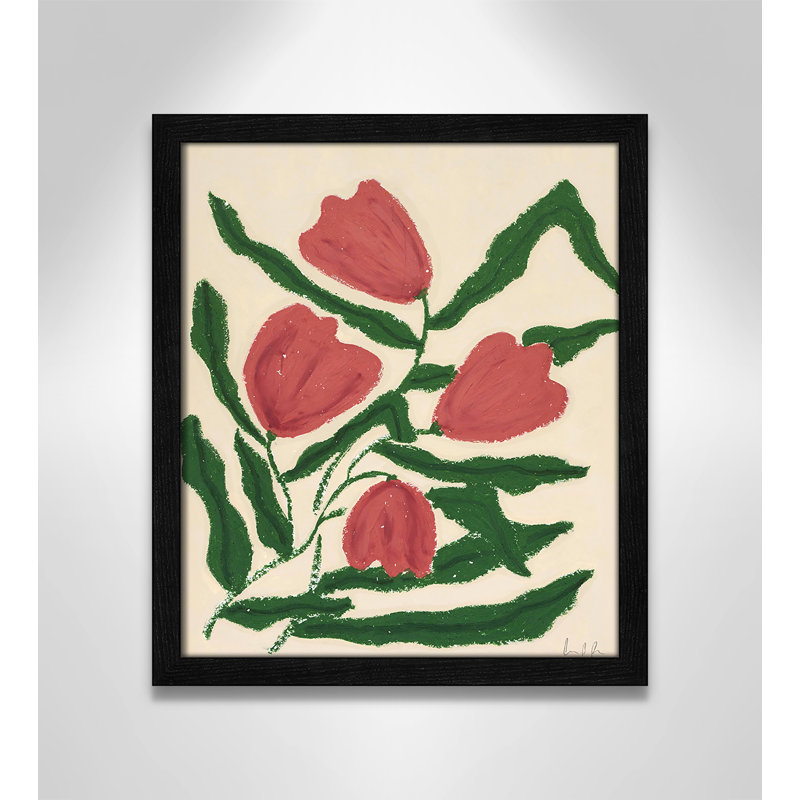 Red Tulips  Print by Camilla Bergqvist, Impression encadrée noire sans passe-partout, H 15 po x l 13 po x P 0,75 po