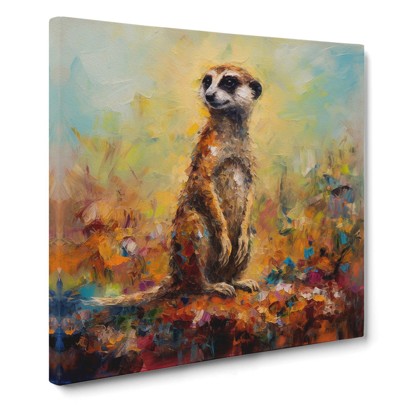 Meerkat Post-Impressionism - No Frame Print, 35cm H x 35cm W x 3cm D