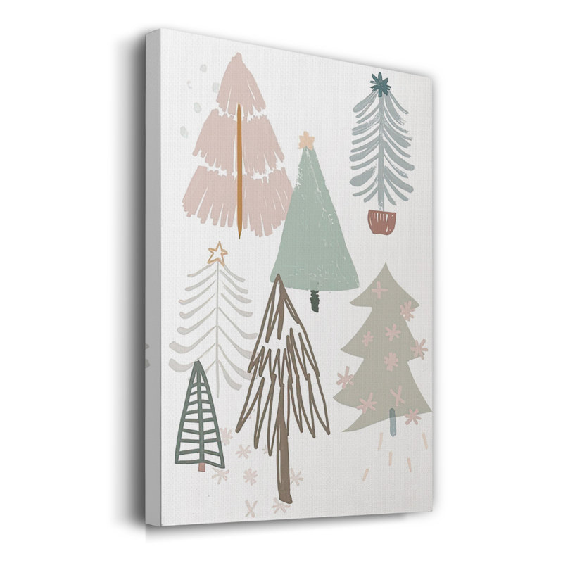Arbre de Noël, collection de croquis B sur toile, H 12 po x l 8 po x P 1,5 po