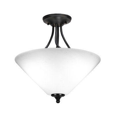 Ampoule semi-encastrée 3 lumières Capri au fini noir mat avec verre en marbre blanc de 16 po