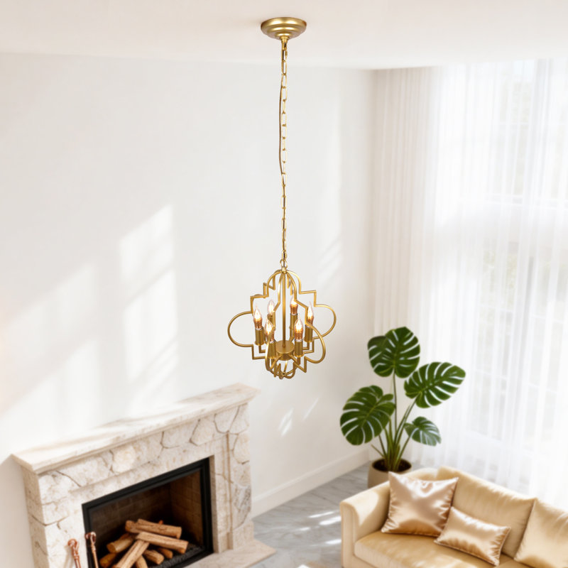 Modern Gold Pendant Light With 6 Warm Light