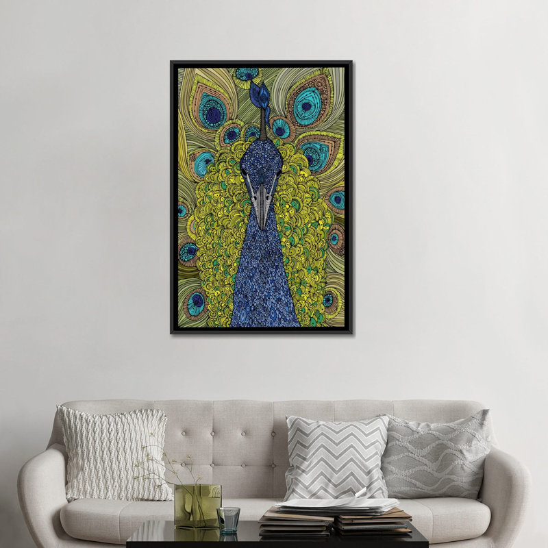 The peacock, impression sur toile tendue, Toile avec cadre noir, H 48 po x l 32 po x P 1,5 po