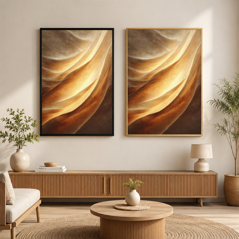 «Flowing Fabric Curves», art mural sur toile tendue avec cadre flottant, prêt à accrocher, 8 x 12 po, White