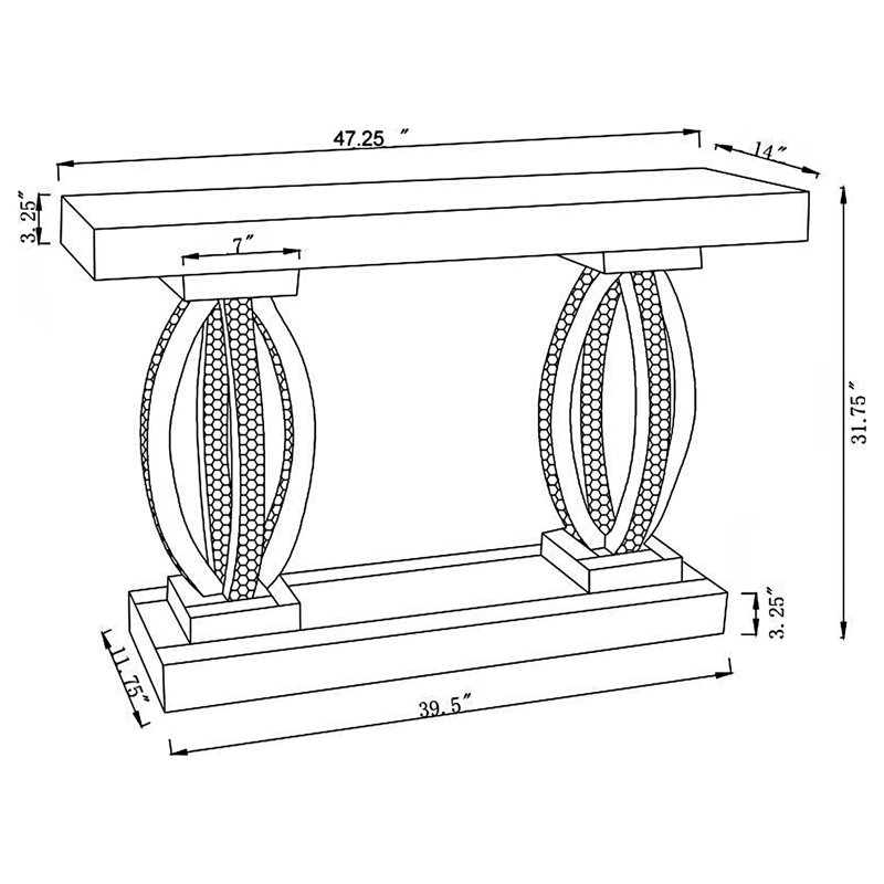 Mirrored Acrylic Entryway Sofa Console Table