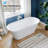 66" Modern Acrylic Freestanding Bathtub - Glossy White Soaking Tub with Pre-Drilled Drain and Overflow