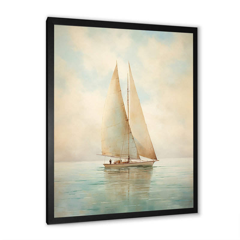 Voilier «Whispering Breezes II» - Bateau à voile, art mural, H 44 po x l 34 po, Cadre photo unique, Noir