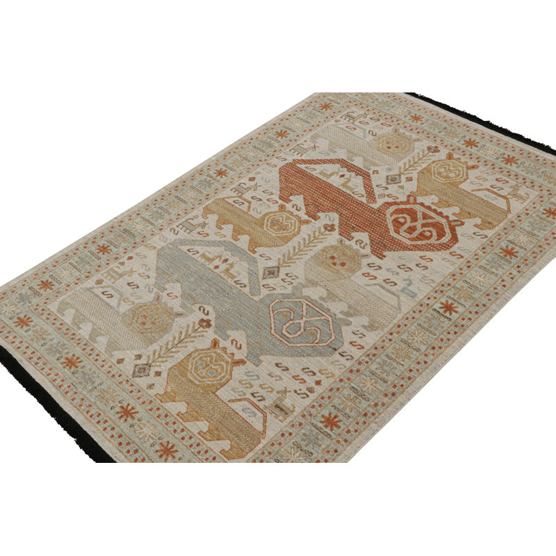 Burano Hand Knotted Wool Animal Print Area Rug, Rectangle 6' x 9'