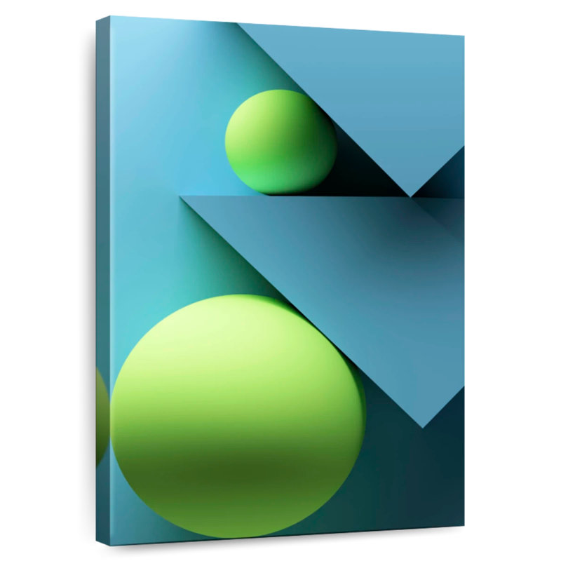 Cercles verts Avery et triangles bleus, H 24 po x l 16 po