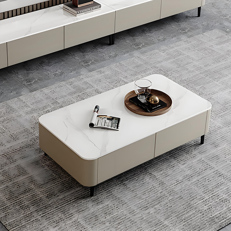 Rock table Cream style end table, 17.7" H x 47.2" L x 23.6" W