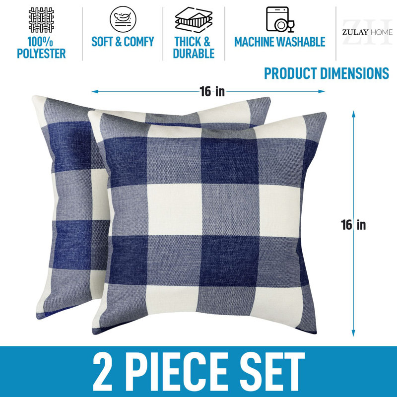 Housses de coussin Zulay Home, Bleu foncé/blanc
