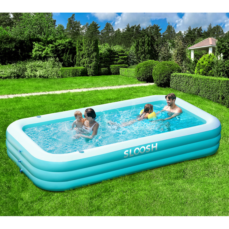 Piscine gonflable de 120 po x 72 po x 22 po avec sièges, Cyan