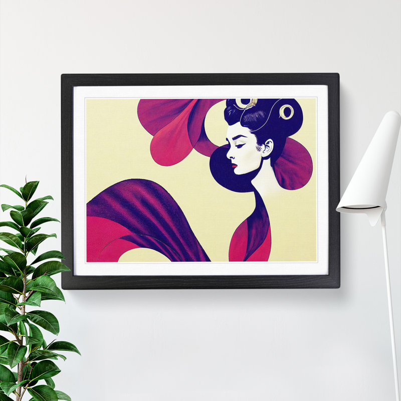 Beautiful Woman - Single Picture Frame Print, 34cm H x 46cm W x 2cm D, Black Frame
