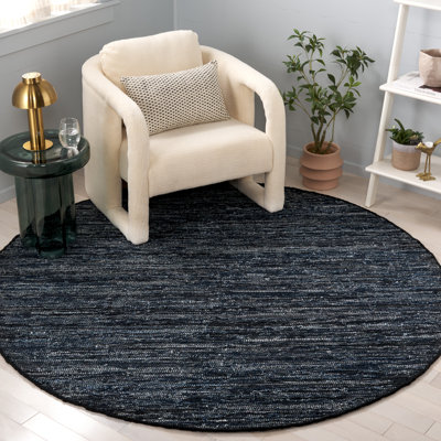 Ketter Hand Woven Denim/Cotton Rug in Navy/Black