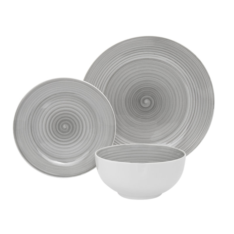 Service de table 12 pièces, service pour 4 Spiral, gris
