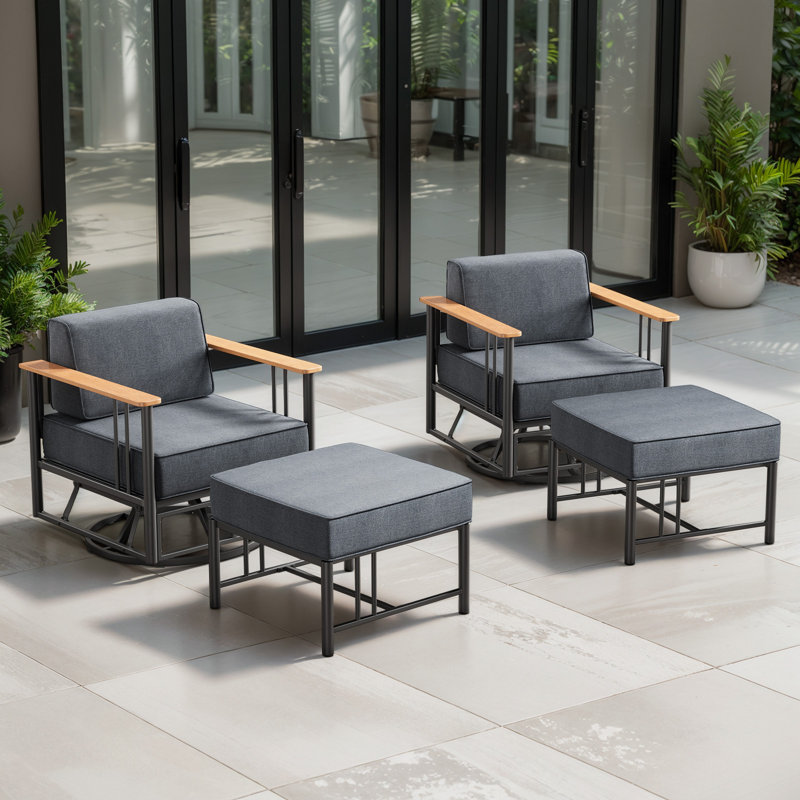 Ensemble de 2 chaises pivotantes Coan, Coussin gris foncé / structure noire
