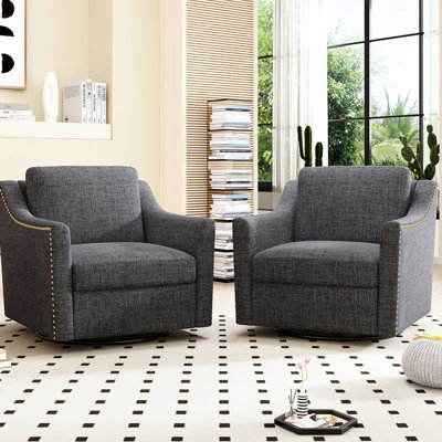 Chaise rotative à 360 degrés, élégante et relaxante. Housse en coton et lin. Fabrication. Idéal pour le salon, la chambre à coucher et le bureau. Poids de 62,42 lb, fauteuil pivotant de 32,18 po de hauteur, siège ergonomique confortable.