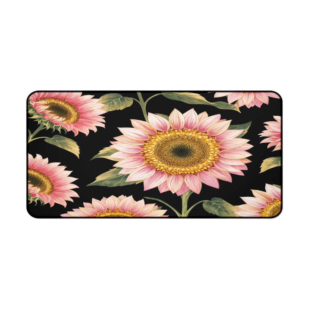 Pink Sunflower Pattern Desk Mat
