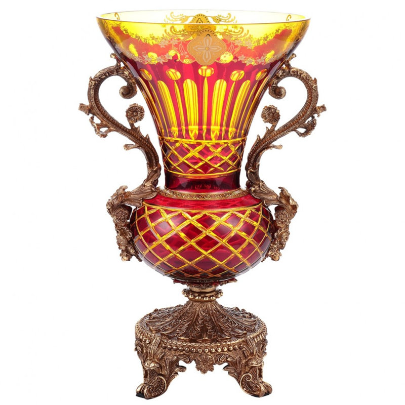 Vase décoratif en verre bronze ambre rouge rubis or cristal